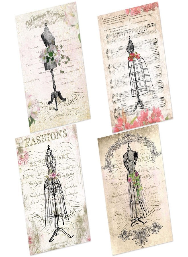 CrafTangles Decoupage Paper Pack - Vintage Dressforms 2 (A4) - 4 sheets - Image 1